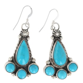 Darrell Morgan Navajo Sterling Kingman Turquoise Earrings