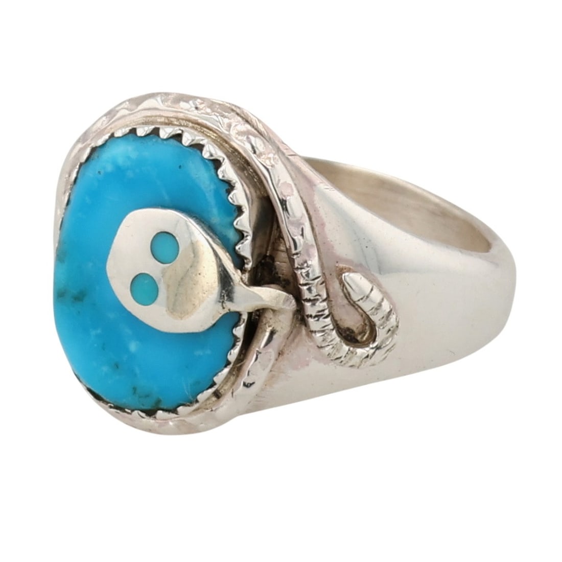 Joy Calavaza Zuni Sterling Turquoise Snake Ring Sz 9.25 (1 of 9)