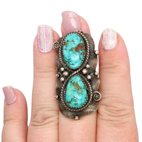Tom Bahe Navajo Sterling Turquoise Ring Sz 6.75