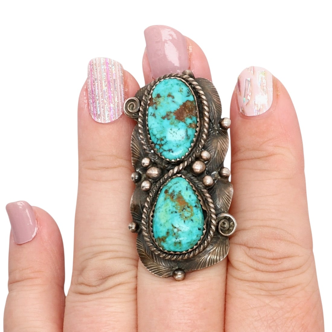 Tom Bahe Navajo Sterling Turquoise Ring Sz 6.75 (1 of 8)