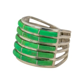 Jamie Johnson Navajo Sterling Turquoise 5 Row Ring Sz 6.5