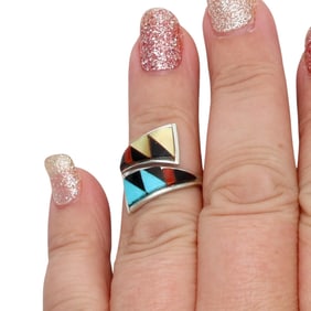 Tammie Qualo Zuni Sterling Multi-Stone Wrap Adjustable Ring