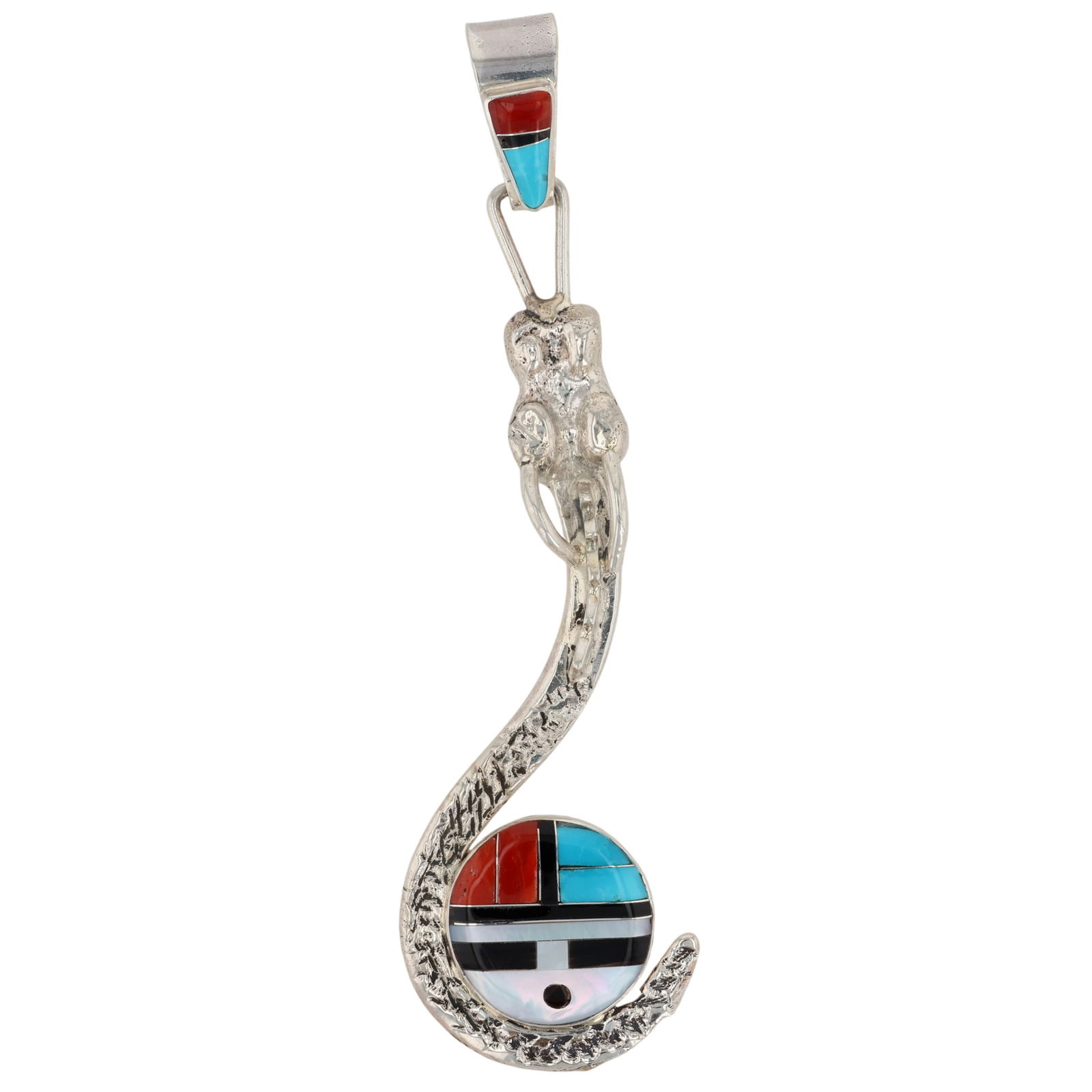 Don Dewa Zuni Sterling Multi-Stone Inlay Sunface Pendant (1 of 4)