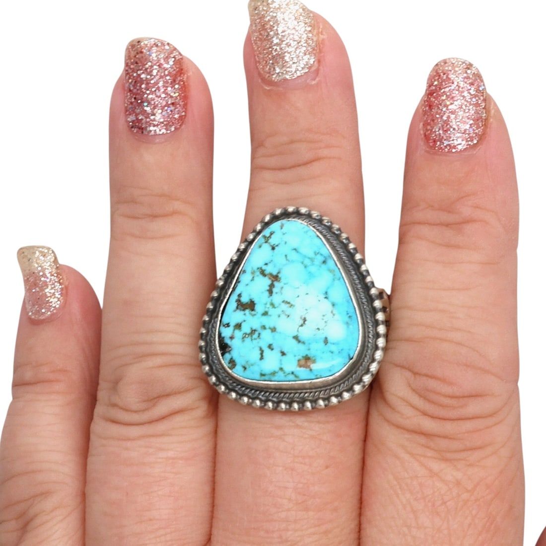 Tillie Jon Navajo Sterling Turquoise Ring Sz 10.75 (1 of 9)