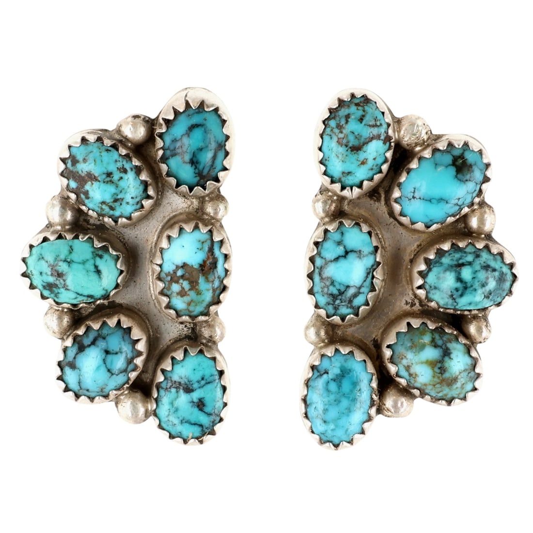 Maxine Ramirez Navajo Sterling Kingman Turquoise Earrings (1 of 5)