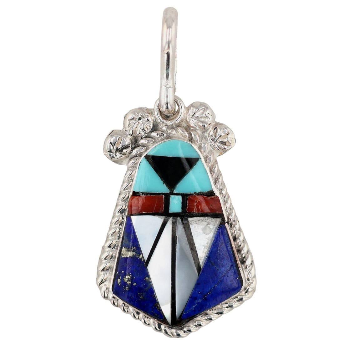 Ola Eriacho Zuni Multi-Stone Inlay Sterling Pendant (1 of 5)