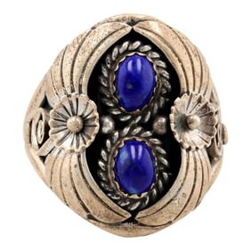 Yvonne Yazzie Navajo Sterling Lapis Ring Sz 11