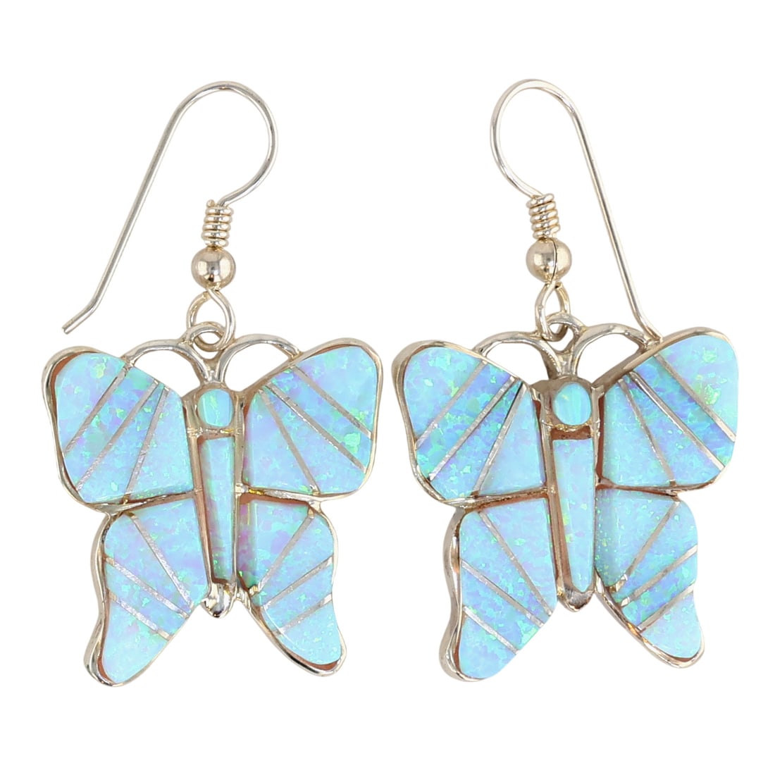 Calvin Begay Navajo Sterling Opal Inlay Butterfly Earrings (1 of 5)