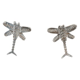 Zandra Tahy Navajo Plain Silver Dragonfly Earrings