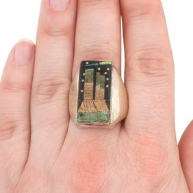 Gilbert Smith Navajo Sterling Multi-Stone Inlay Ring Sz 12