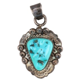 Vintage Francis Navajo Sterling Turquoise Pendant