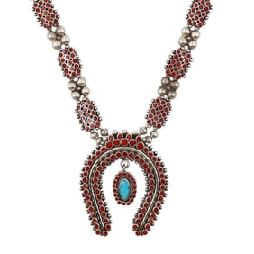 Large Vincent Shirley Navajo Sterling Multi-Stone Necklace