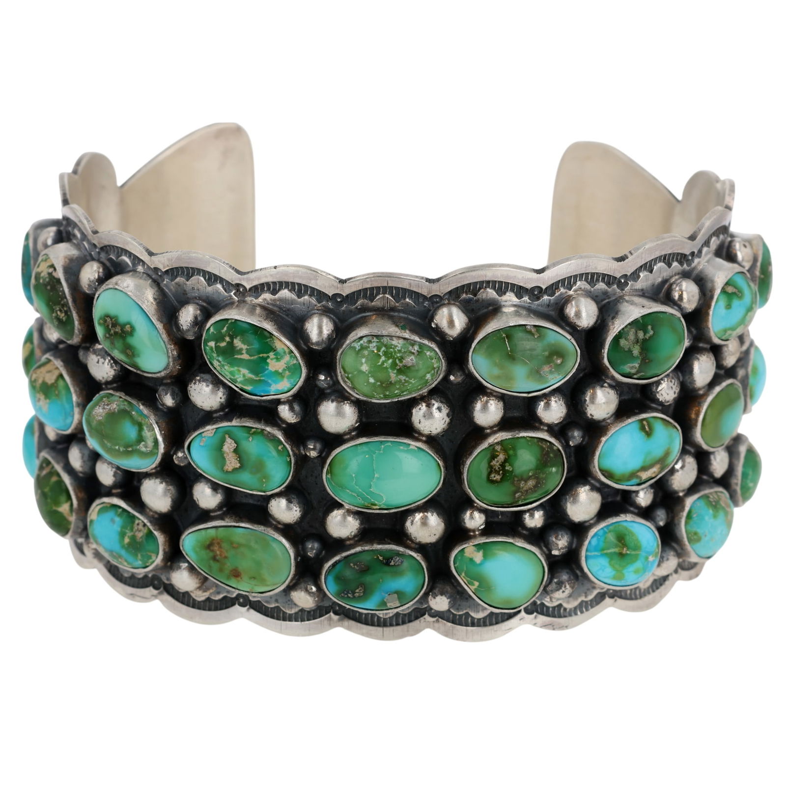 Tom Lewis Navajo Sterling Sonoran Gold Turquoise Cuff Bracelet (1 of 8)