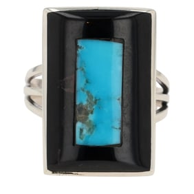 Harlan Coonsis Zuni Sterling Multi-Stone Ring Sz 7.5