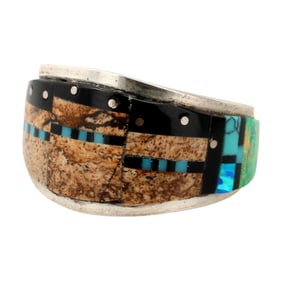 Gilbert Smith Navajo Sterling Multi-Stone Inlay Ring Sz 9