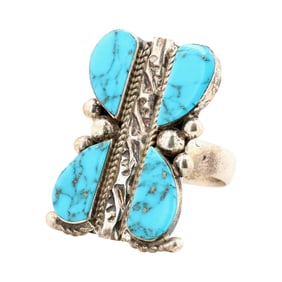 AJ Gilmore Navajo Sterling Kingman Turquoise Ring Sz 6.5