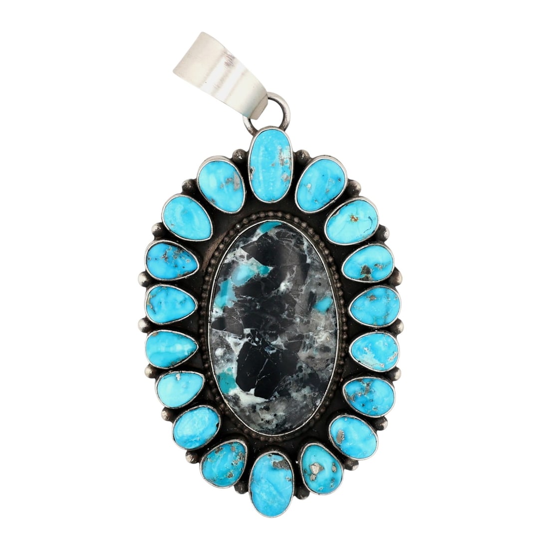Antoinette Martinez Navajo Handmade Sterling Blue Moon Turquoise Pendant (1 of 5)