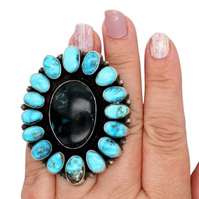Antoinette Martinez Navajo Sterling Blue Moon Turquoise Ring Sz 6