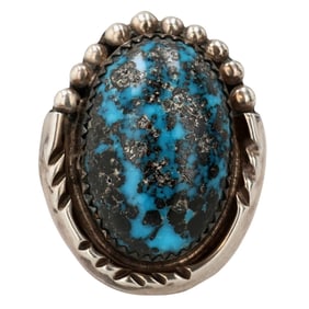 Vintage Navajo Sterling Turquoise Ring Sz 8.25