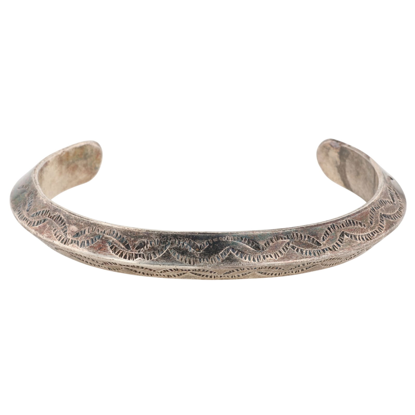 Vintage Navajo Sterling Stamp Work Cuff Bracelet: Vintage Navajo Sterling Stamp Work Cuff Bracelet 50.5g