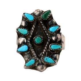 Vintage Zuni Sterling Turquoise Ring Sz 7