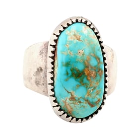 Wilson Padilla Navajo Sterling Turquoise Ring Sz 7.5