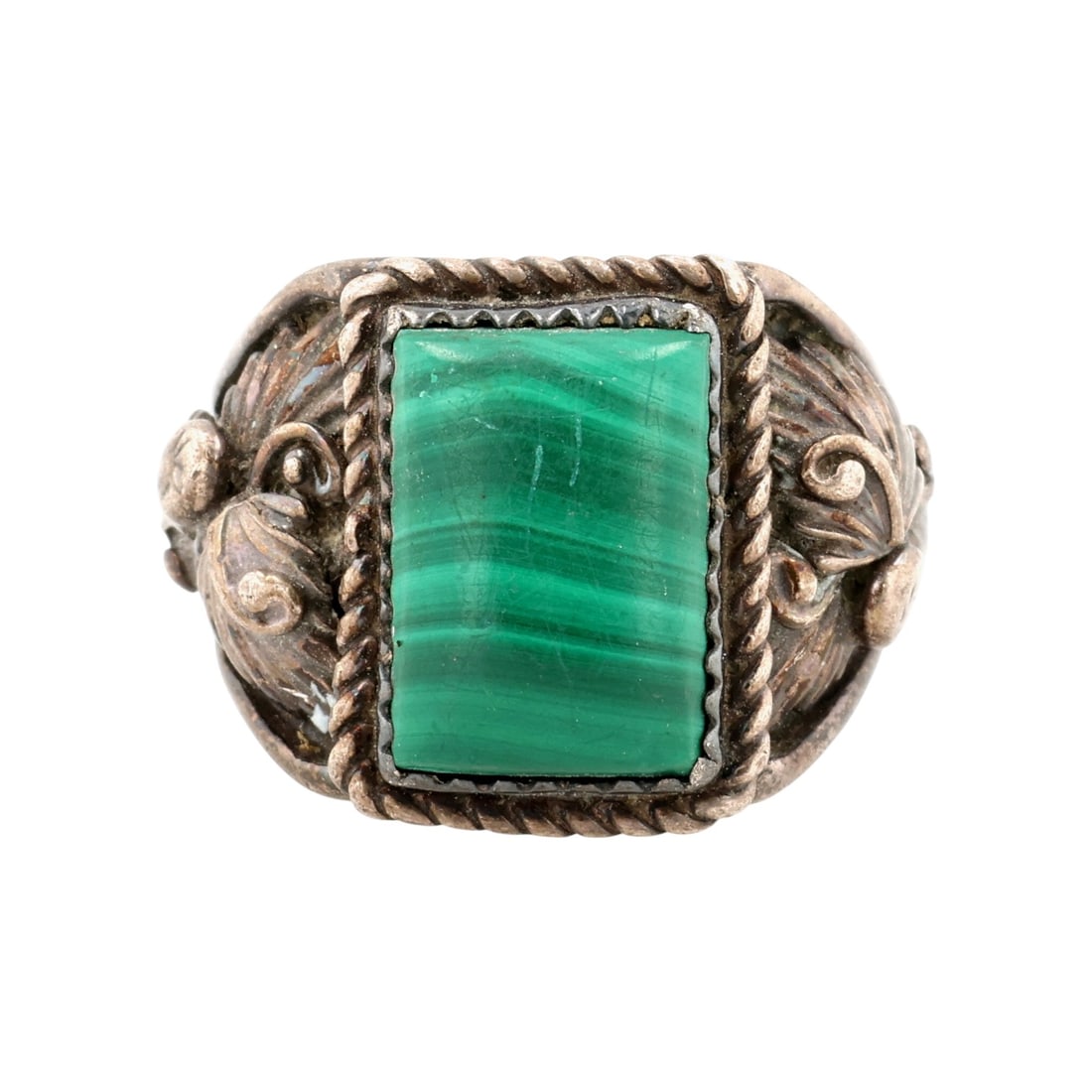 Jerry Johnson Navajo Malachite Sterling Ring Sz 9 (1 of 8)