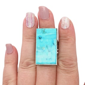 Bryon Yellowhair Navajo Sterling Turquoise Ring Sz 7.5