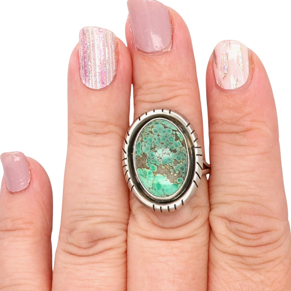 Vintage Navajo Sterling Turquoise Ring Sz 6.75 (1 of 7)