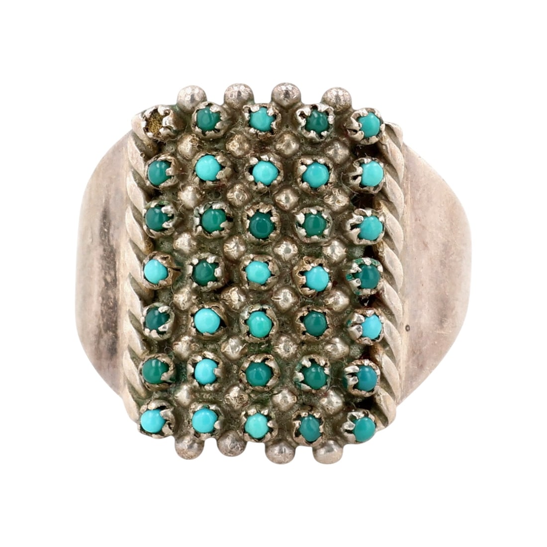 Vintage Zuni Sterling Snake Eye Turquoise Ring Sz 6.5 (1 of 7)