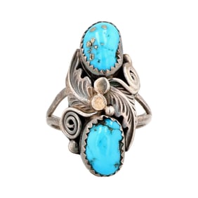 George Kee Navajo Sterling Turquoise Ring Sz 6.75