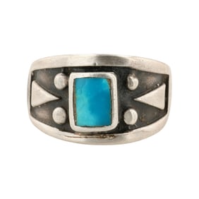 Vintage Navajo Sterling Turquoise Ring Sz 8