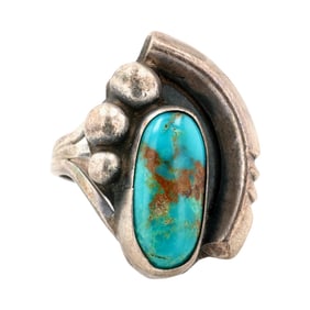 Vintage Navajo Sterling Turquoise Ring Sz 7