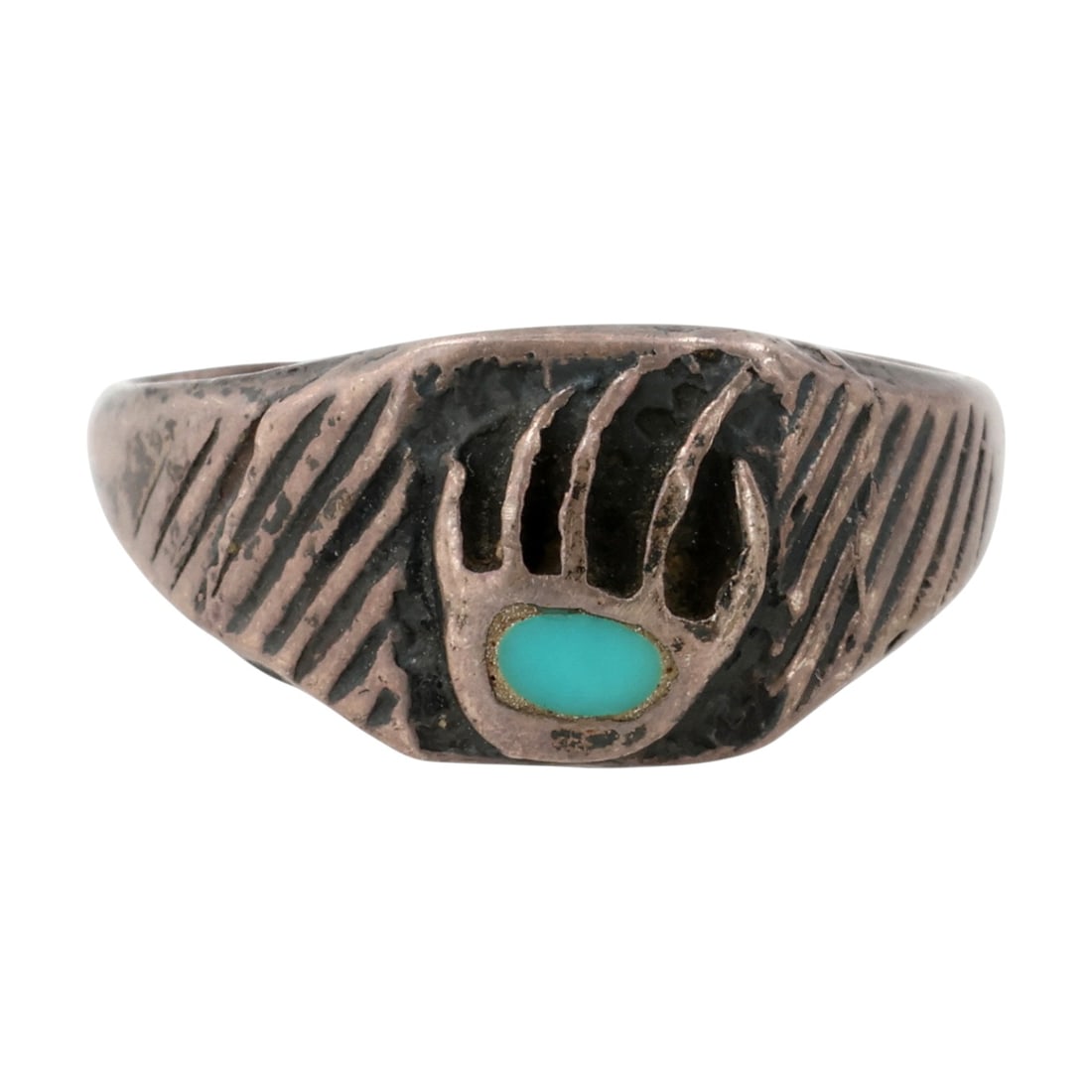 Vintage Navajo Sterling Turquoise Bear Paw Ring Sz 7 (1 of 7)