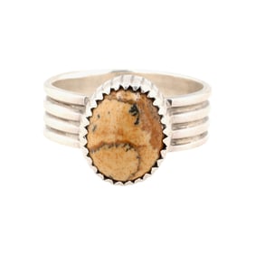 Navajo Sterling Picture Jasper Ring Sz 8.25