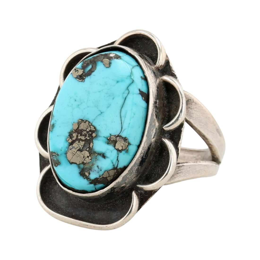 Vintage Navajo Sterling Turquoise Ring Sz 4.25: Vintage Navajo Sterling Turquoise Ring Sz 4.25, 5g