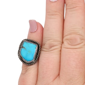 VIntage Navajo Sterling Turquoise Ring Sz 3.75