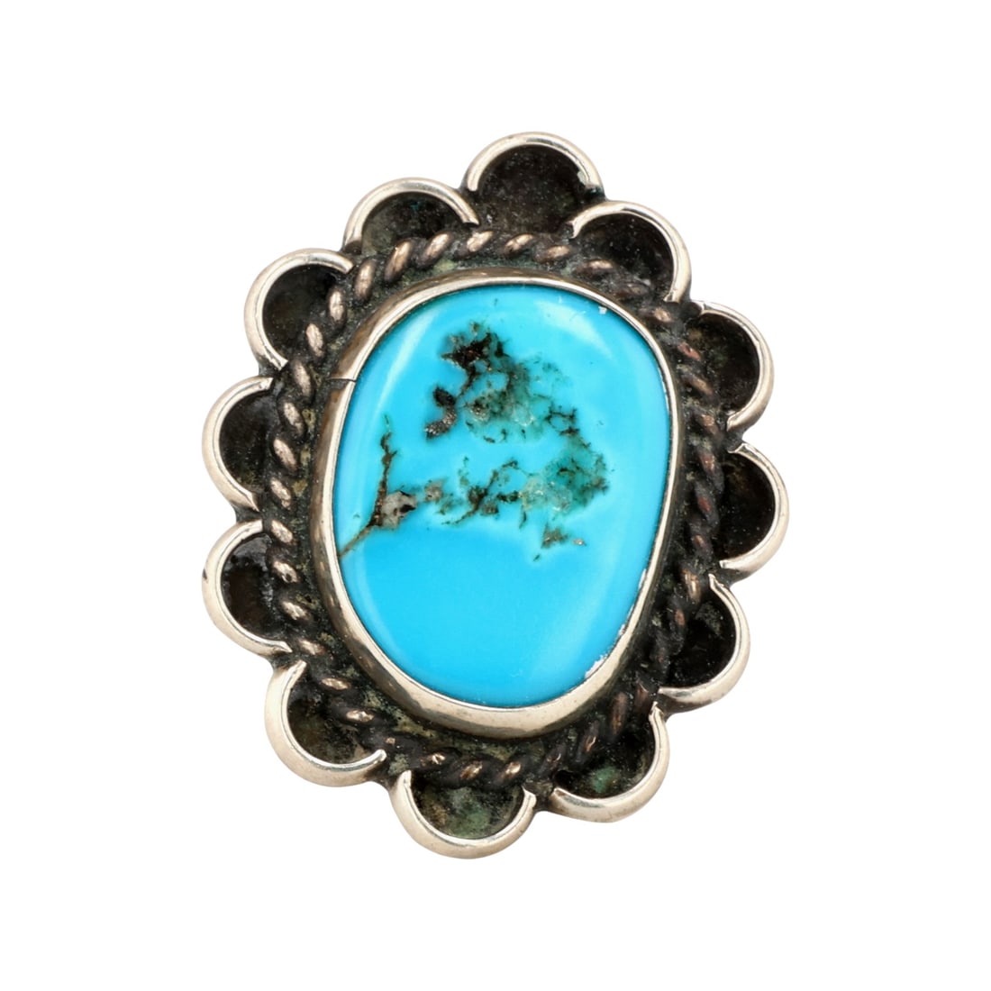 Vintage Navajo Sterling Turquoise Floral Ring Sz 3.25 (1 of 7)