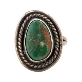 Vintage Navajo Sterling Turquoise Ring Sz 4.75