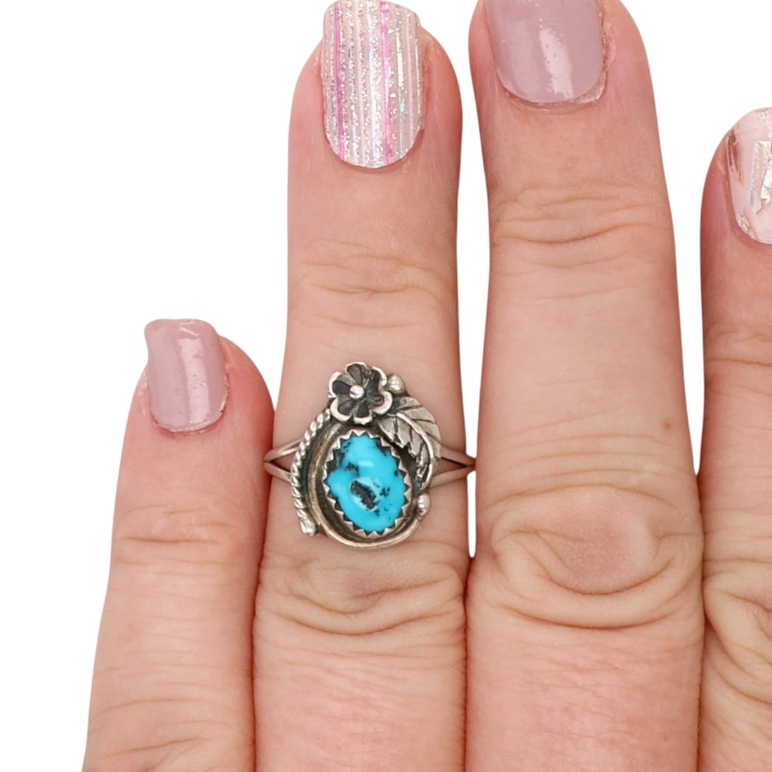 Vintage Navajo Sterling Turquoise Ring Sz 6: Vintage Navajo Sterling Turquoise Ring Sz 6, 2g