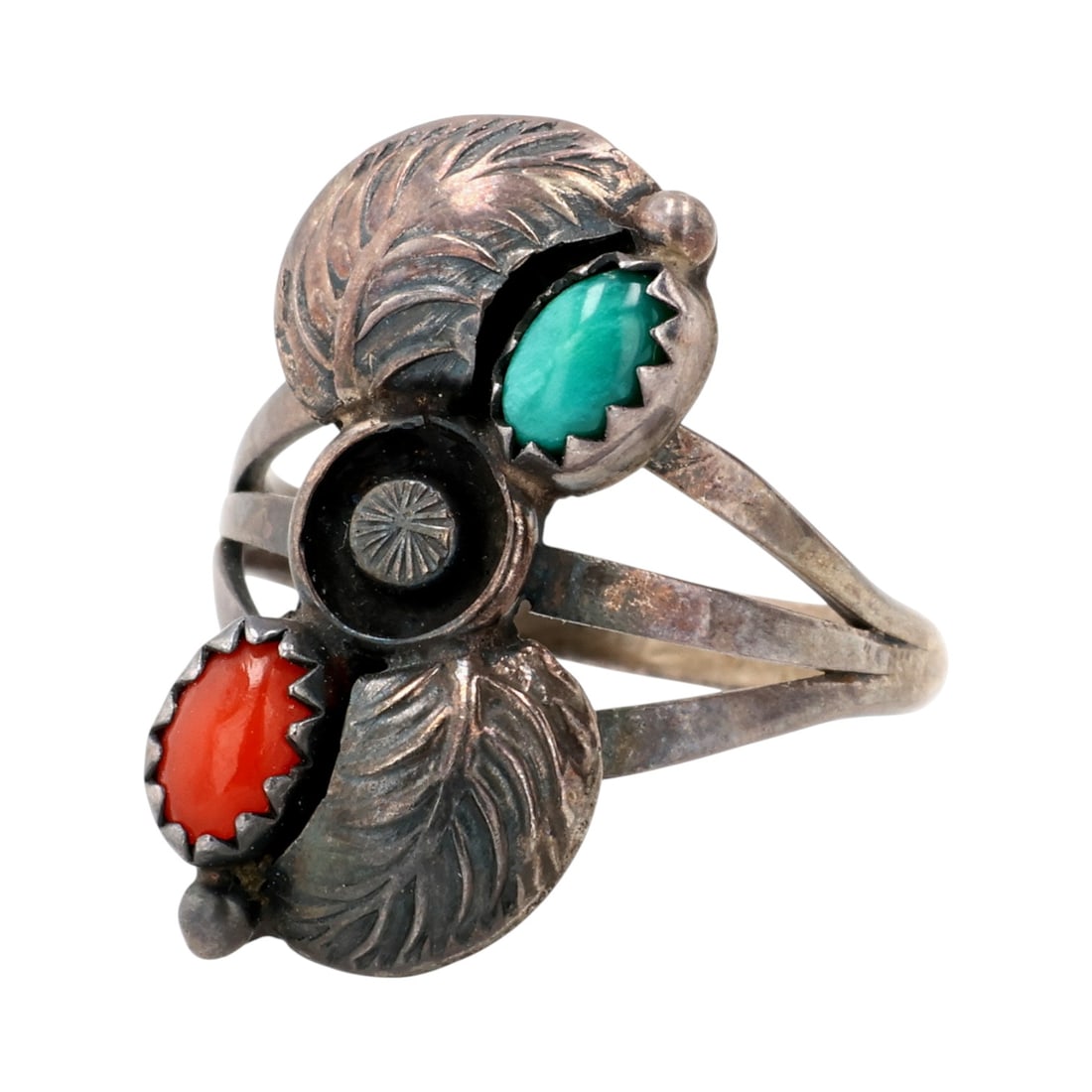 Vintage Navajo Sterling Multi-Stone Ring Sz 5.5 (1 of 7)