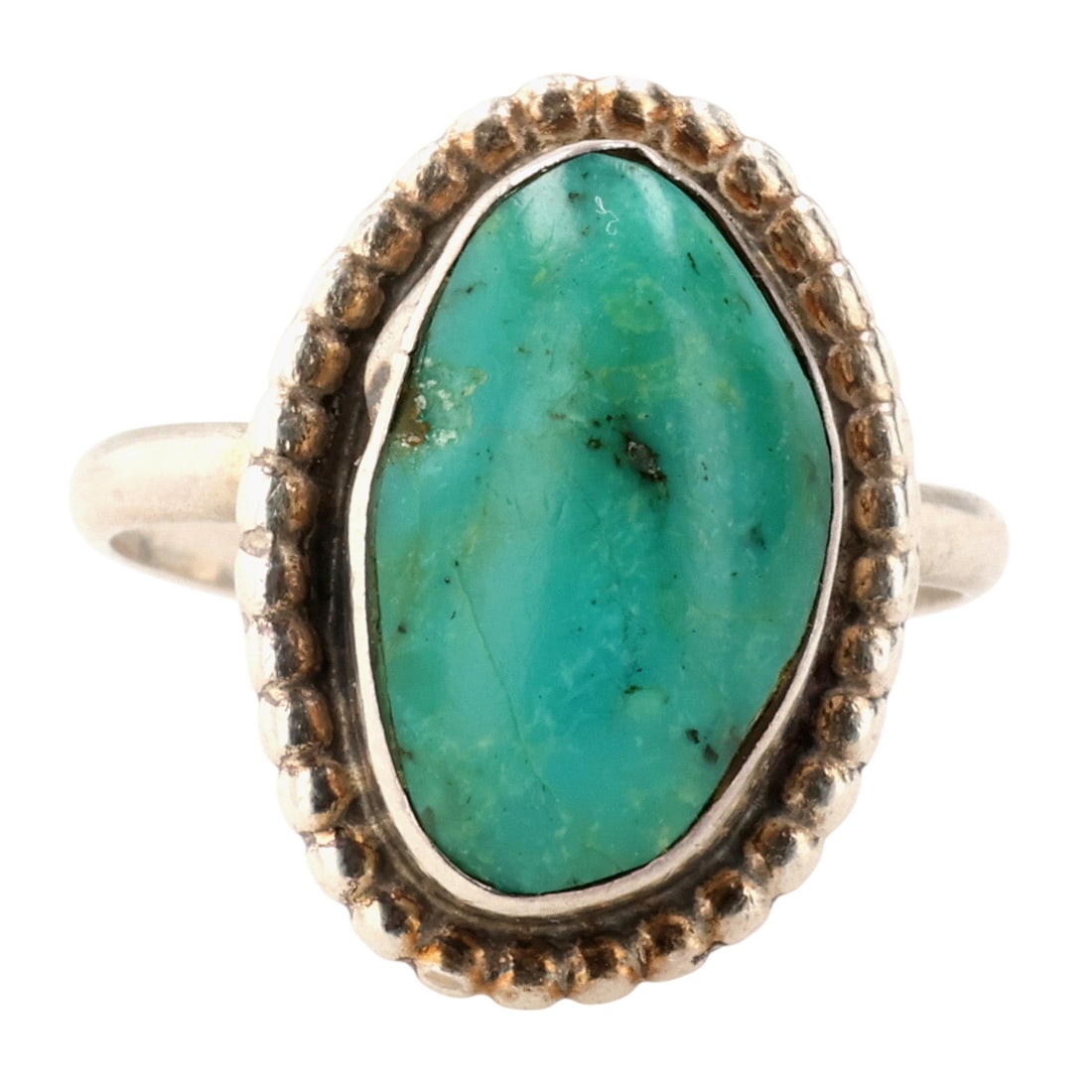 Signed Vintage Navajo Sterling Turquoise Ring Sz 4.25 (1 of 8)