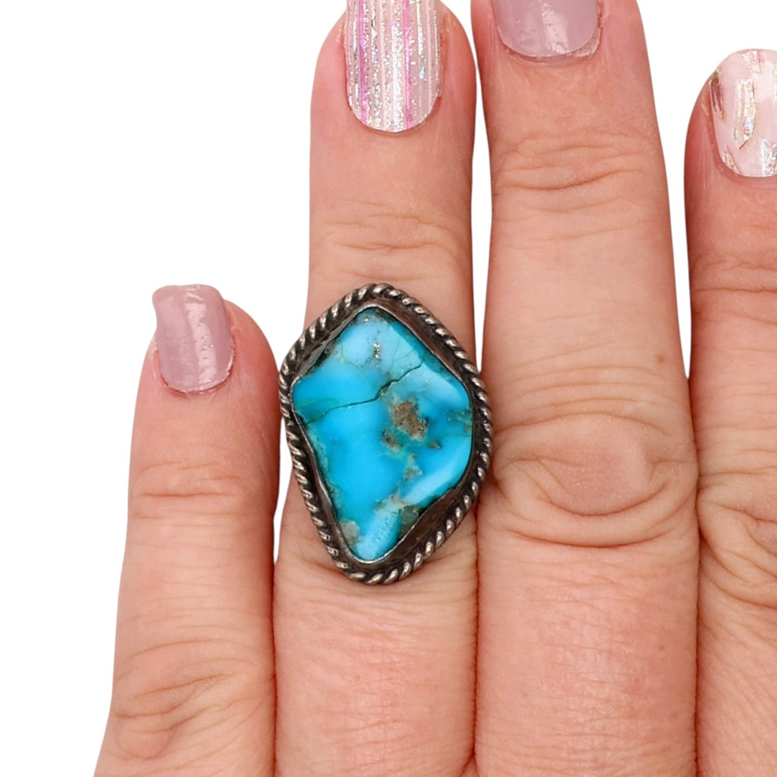 Vintage Navajo Sterling Turquoise Ring Sz 5.5 (1 of 7)