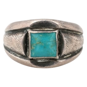 Bell Trading Post Sterling Turquoise Ring Sz 5.5