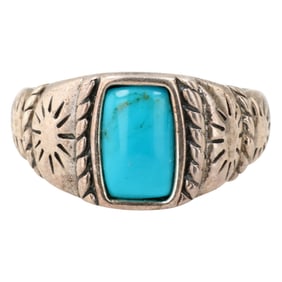 Shube's Manufacturing Sterling Turquoise Ring Sz 7.75