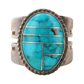 Jay King Mine Finds Sterling Turquoise Inlay Ring Sz 8