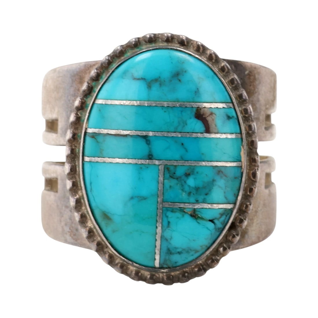 Jay King Mine Finds Sterling Turquoise Inlay Ring Sz 8 (1 of 8)