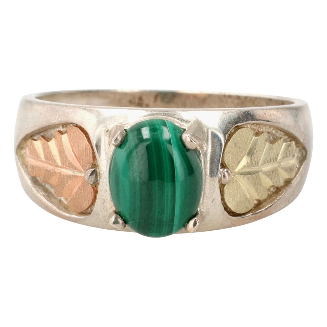 Coleman Co. 12K Gold Sterling Malachite Ring Sz 9.5 (1 of 8)
