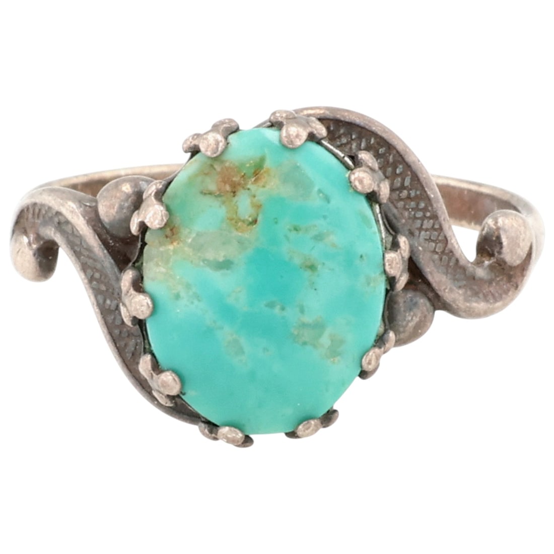Signed Southwestern Sterling Turquoise Ring Sz 5.5 (1 of 8)