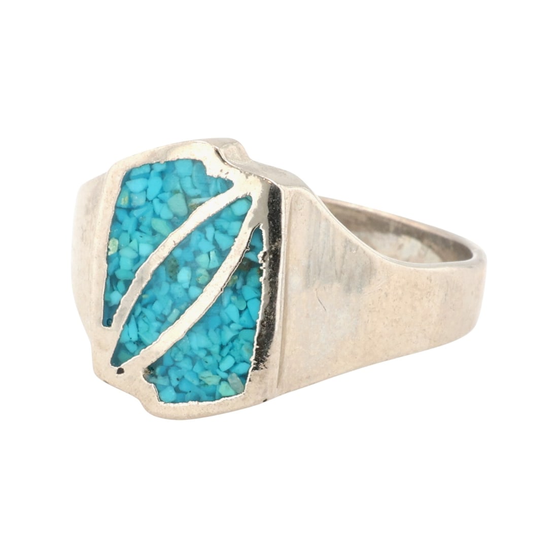 Vintage Navajo Sterling Crushed Turquoise Ring Sz 11.25 (1 of 7)
